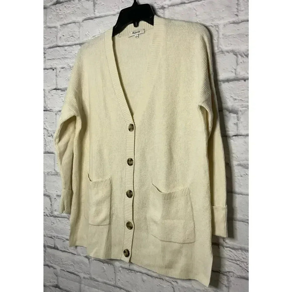 Madewell Asherton button front wool alpaca blend waffle knit cardigan sweater S - Picture 4 of 9